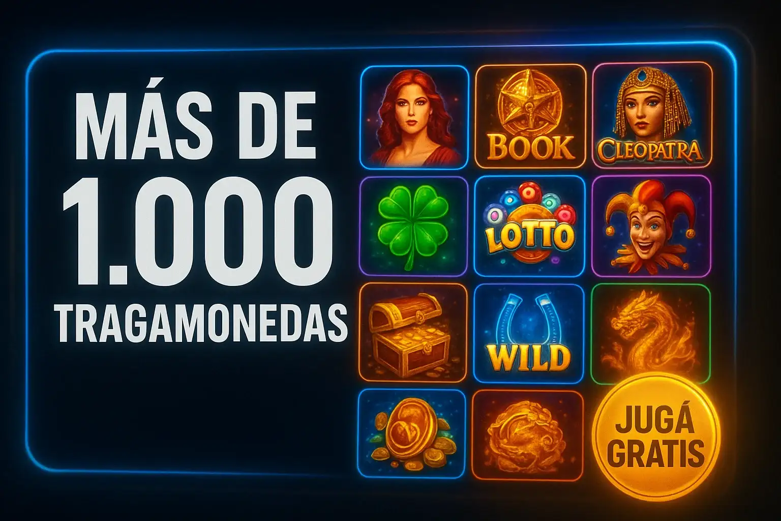 Banner de casino con más de 1.000 tragamonedas y jugá gratis